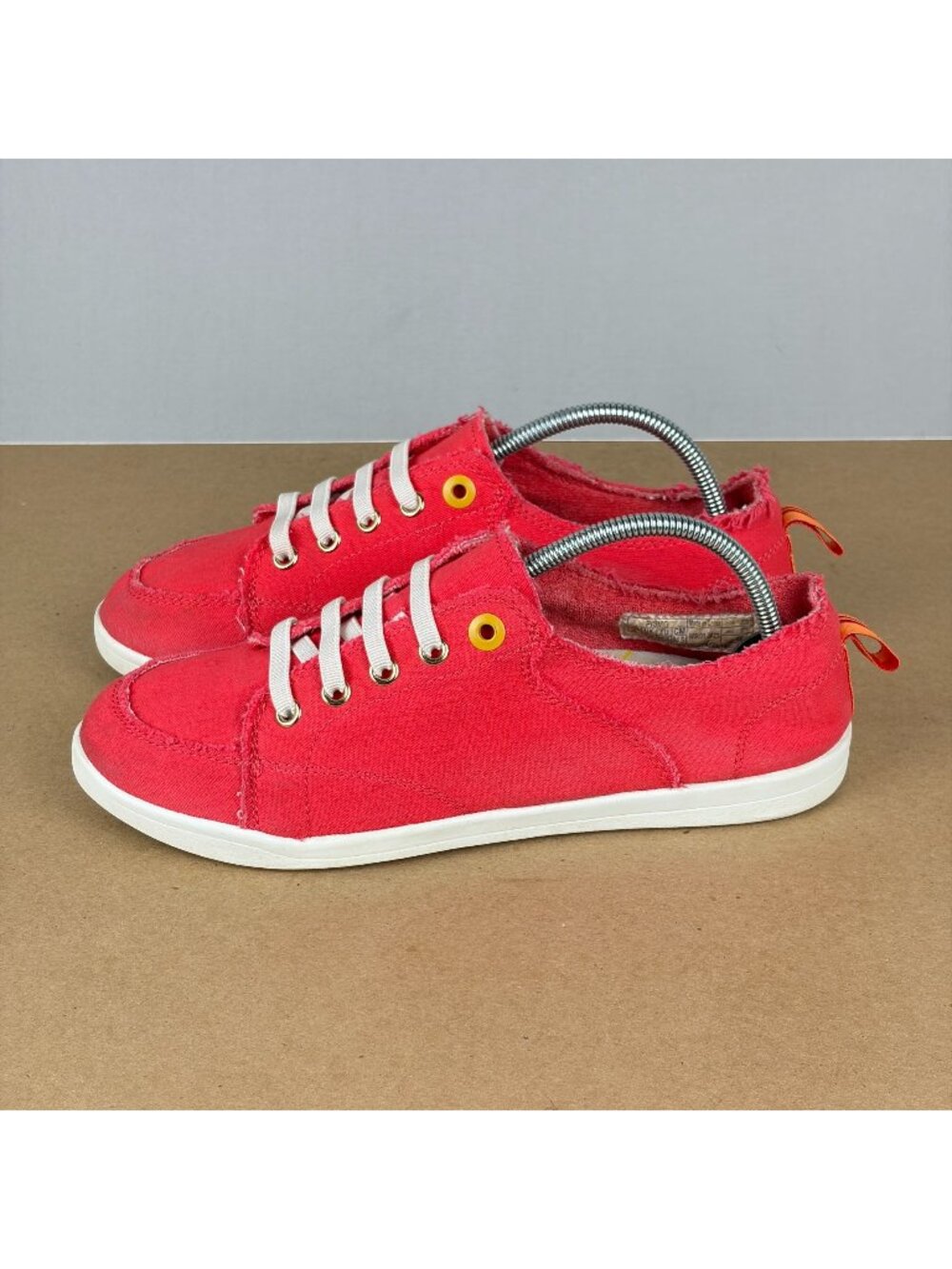 Vionic Beach Pismo Casual Shoes Womens 8 Light Red Slip On Canvas Raw Edge